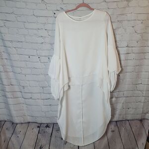 Long White Ruffle Dress